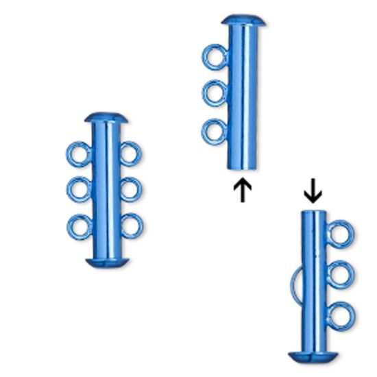 Picture of Clasp Slide Lock 21mm 3-strand Electro-coated Blue x1 