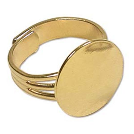 Picture of Ring flat pad 15mm round Gold Plate x1