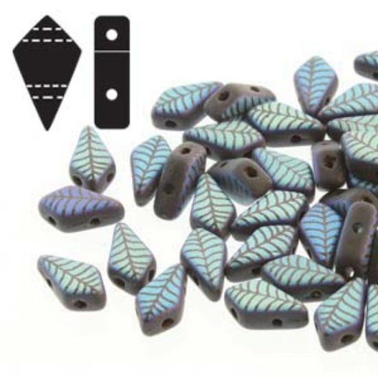 Picture of Kite Beads 9x5mm Jet Mat Laser Leaf x5g