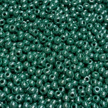 Изображение Czech Seed Beads 11/0 Opaque Dark Green Luster x10g