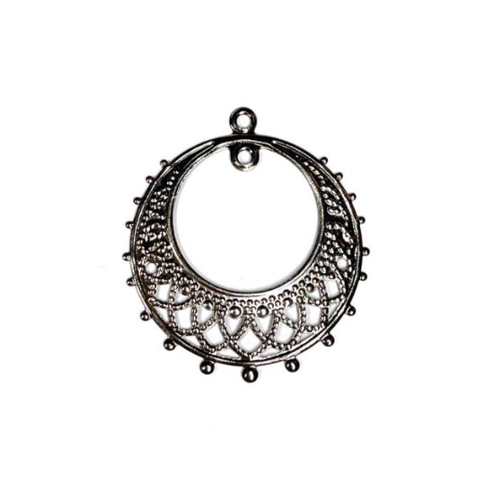 Picture of Filigree Round 23mm w/ 2 loops Gunmetal x1