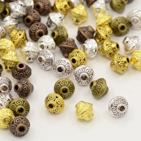 Picture of Metal Spacer Bead 6.5mm bicone hole 1mm Color Mix x50