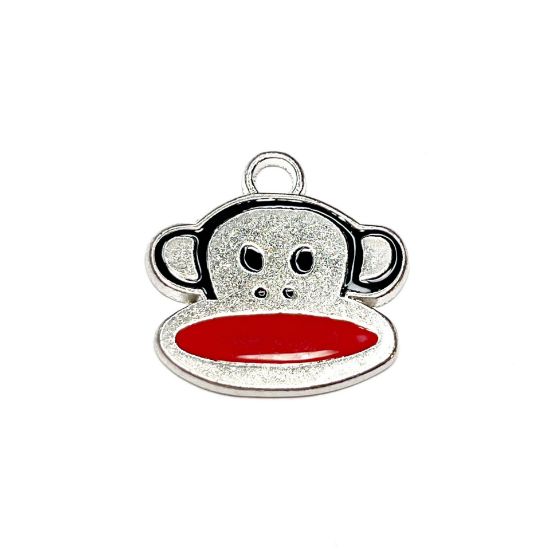 Picture of Charm Enamel Chimpansee Head 24x24mm Silver x1