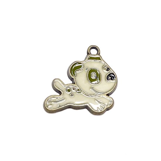 Picture of Charm Enamel Dog 18mm White x1