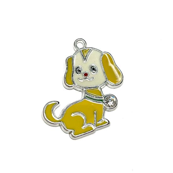 Picture of Charm Enamel Dog 26mm Yellow x1