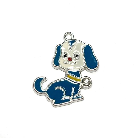 Picture of Charm Enamel Dog 26mm Blue x1