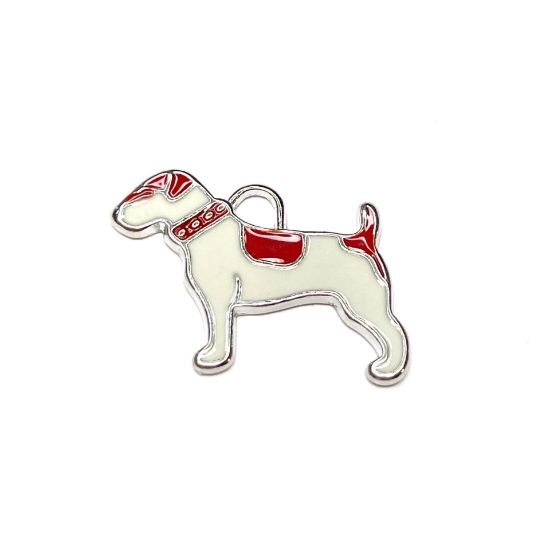 Picture of Charm Enamel Dog 26mm White/Red x1
