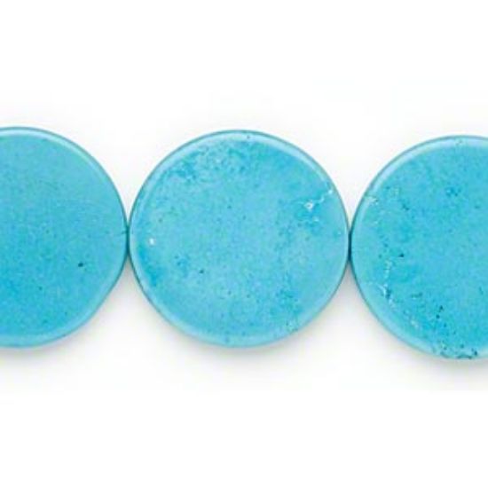 Picture of Magnesite (stabilized) puffed flat round 35mm Turquoise x38cm