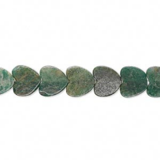 Picture of African "Jade" (Quartz) bead 8mm flat heart x38cm