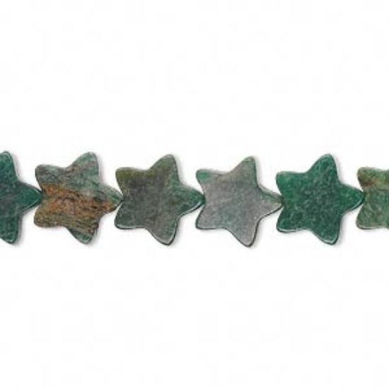 Picture of African "Jade" (Quartz) bead 10mm flat star x38cm