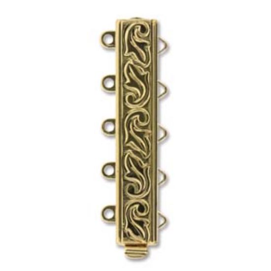 Picture of Neumann Clasp Box 5-strand 27x10mm Swirl Design 23kt Gold Plated  x1 