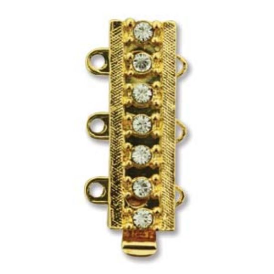 Picture of Neumann Clasp Box 3-strand 19x6mm 7 Crystals 23kt Gold-Plated x1