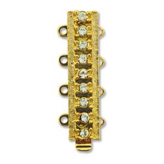 Picture of Neumann Clasp Box 4-strand 26x6mm 9 Crystals 23kt Gold Plated x1