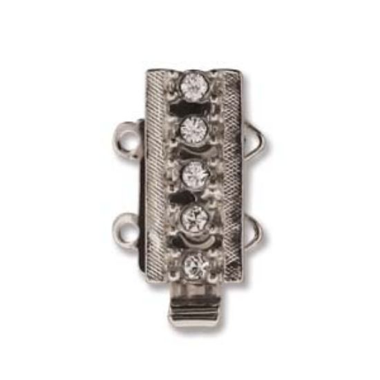 Picture of Neuman Clasp Box 2-strand 14x7mm 5 Crystals Rhodium Plated x1