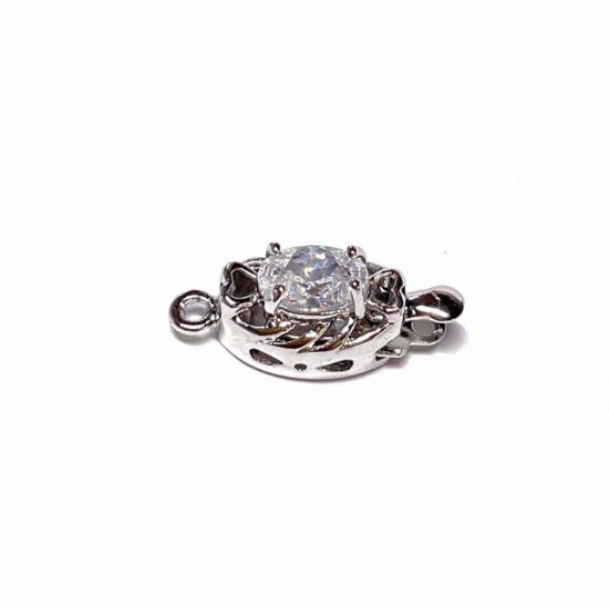 Picture of Clasp box  12x8mm oval Cubic Zirconia Rhodium Finish x1