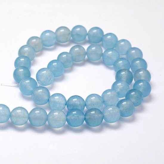 Picture of Jade bead (dyed) (Aquamarine imitation) 8mm round x38cm