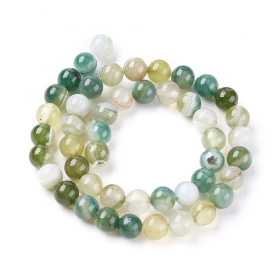 Picture of Striped Agate bead (dyed/heated) 8mm round Light Green x38cm