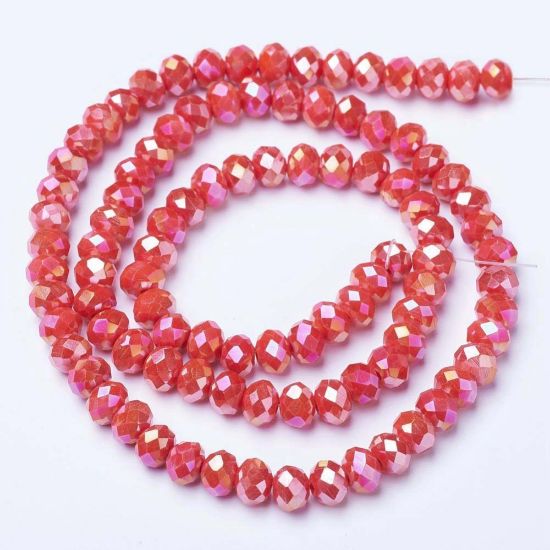 Picture of Faceted Rondelle 6x8mm Opaque Red AB x38cm
