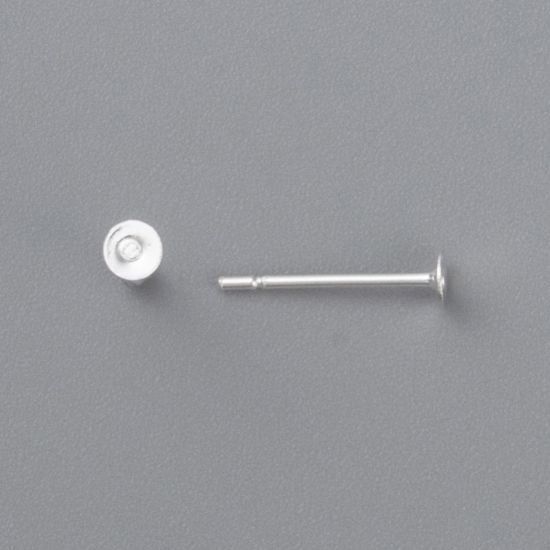 Picture of Stainless Steel Ear Stud flat pad 3mm round Shiny Silver x100