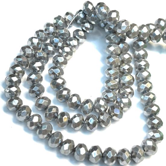 Picture of Faceted Rondelle 3x4mm Pearl Silver x80cm