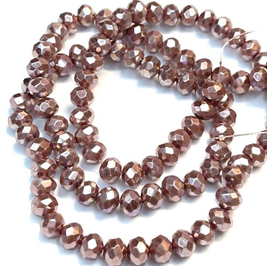 Picture of Faceted Rondelle 3x4mm Pearl Vintage Rose x60cm