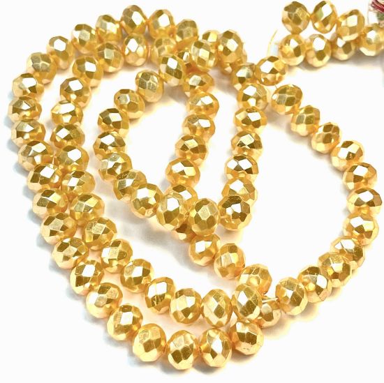 Picture of Faceted Rondelle 3x4mm Pearl Gold x80cm