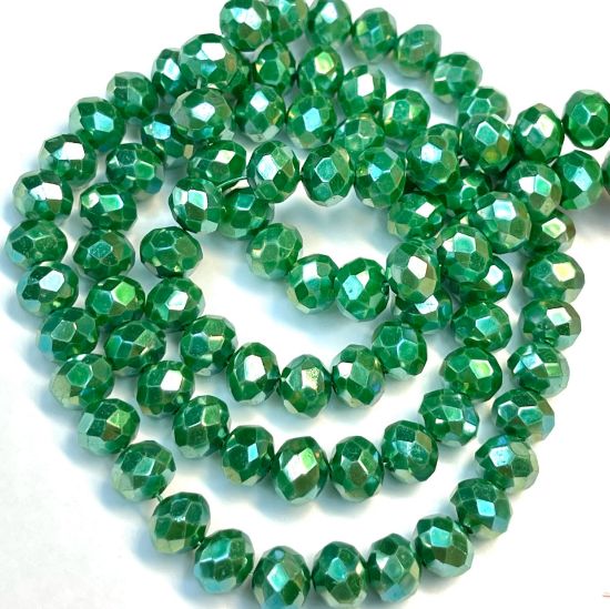 Picture of Faceted Rondelle 3x4mm Pearl Green x60cm