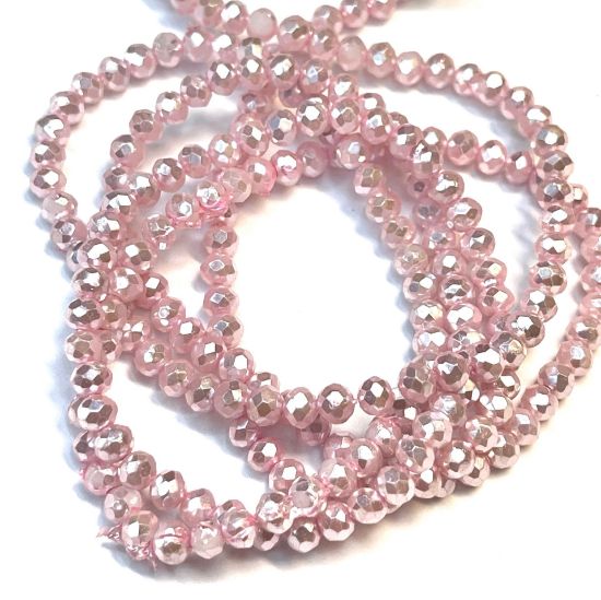 Picture of Faceted Rondelle bead 3x4mm Pearl Rose x80cm