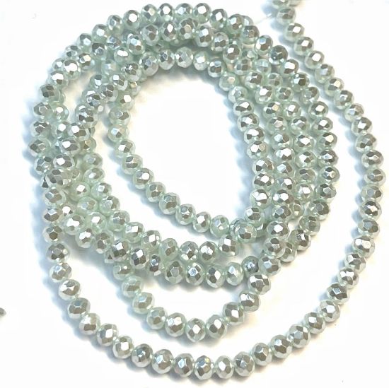 Picture of Faceted Rondelle bead 3x4mm Pearl Pale Green x80cm
