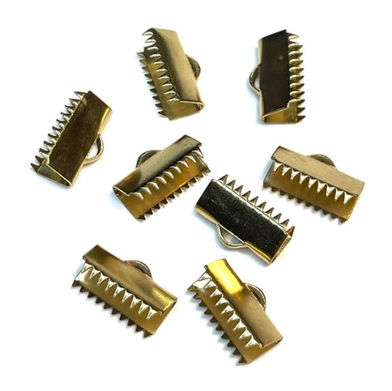 Picture of Stainless Steel Flat End Crimp 15mm Gold x2 