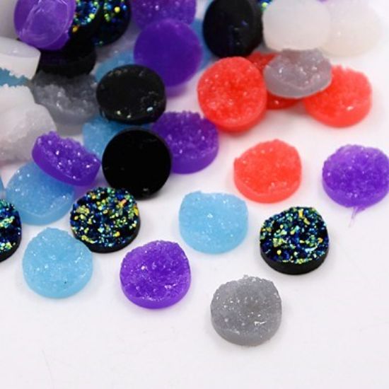 Picture of Cabochon Druzy Resin 16mm round Color Mix x10
