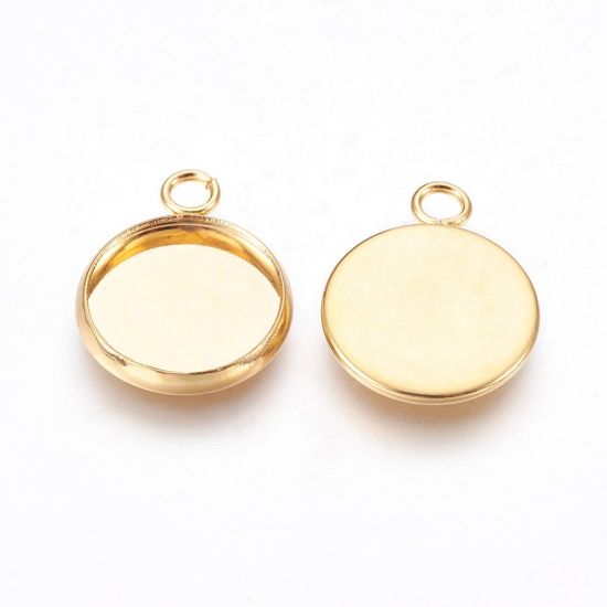 Picture of Stainless Steel Drop Setting 12mm round Gold Plated x10