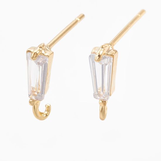 Picture of Ear Stud 10x3mm w/ Cubic Zirconia 18kt Gold Plated x2