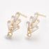 Picture of Ear stud 14x7mm w/ Cubic Zirconia 18kt Gold Plated x2 