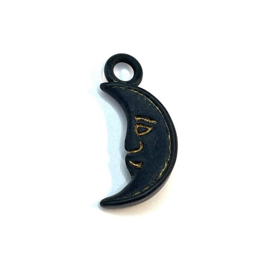 Picture of Acrylic Pendant Moon Face 24x17mm Black x1