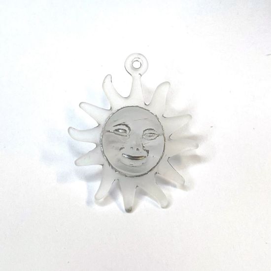 Picture of Acrylic Pendant Moon Sun Face 26x24mm White x1