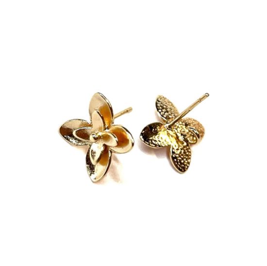 Picture of Ear stud Flower 10mm 18kt Gold Plated x2