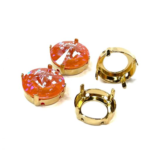 Picture of Cabochon setting for 1122 Rivoli 14mm Gold Plated x1