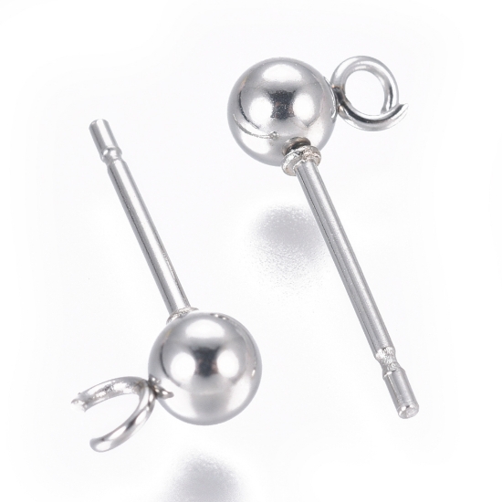 Picture of Stainless Steel Ear Stud ball 4mm w/ open loop x10