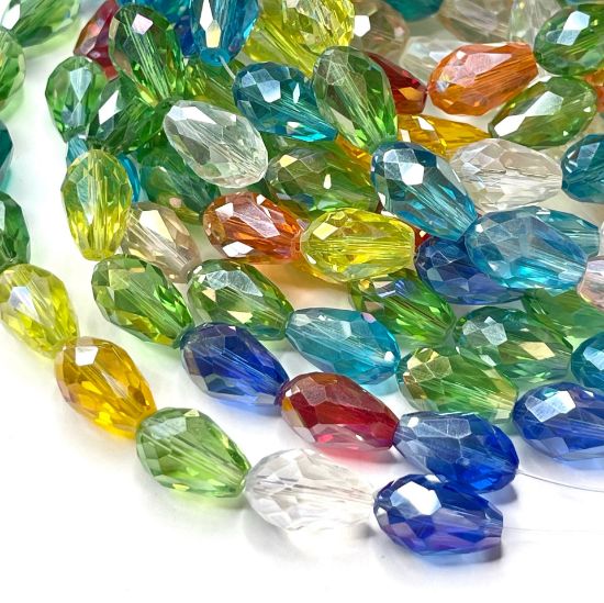 Picture of Faceted Glass Drops 15mm Color Mix x28