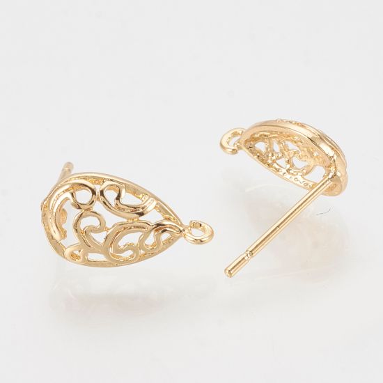 Picture of Ear stud Filigree Drop 13x7,5mm 18kt Gold Plated x2