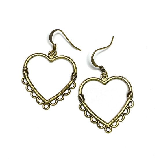 Picture of Earwire Heart Chandelier Antique Gold x2