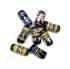 Picture of Bead mix, glazed ceramic, multicolored, 9x5mm-11x6mm round tube with hand-painted geometric design x10