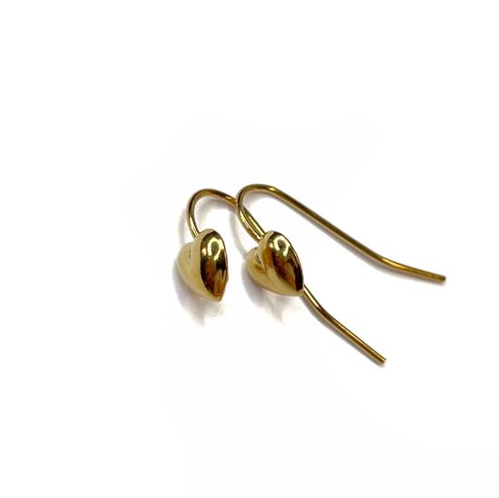 Picture of Ear wire Fishhook 6mm Heart and loop Gold Plate x10