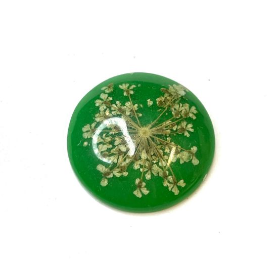 Picture of Resin Cabochon 25mm Dried Flowers Green x1