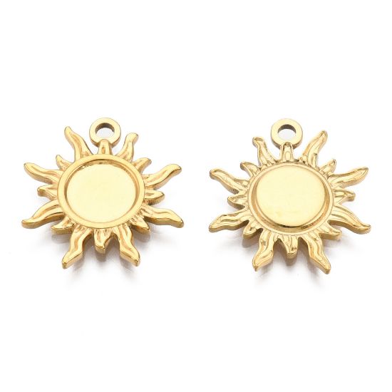 Picture of Stainless Steel Charm Sun w/setting 8mm 18kt Gold Plated x1
