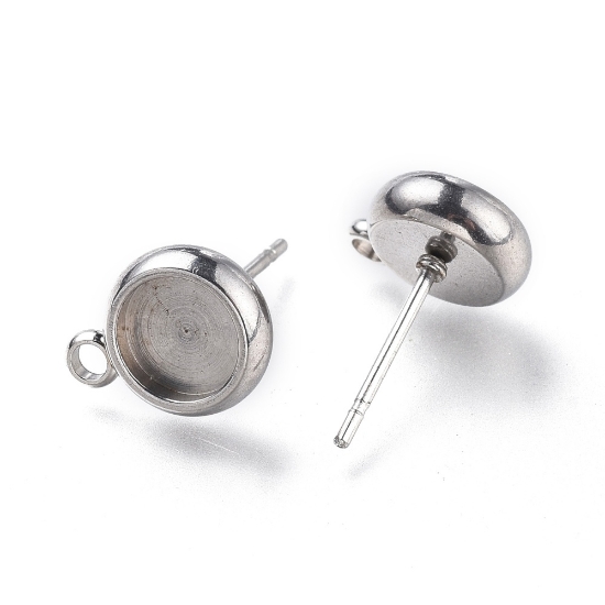 Picture of  Stainless Steel Ear stud setting 6mm round w/loop x10 