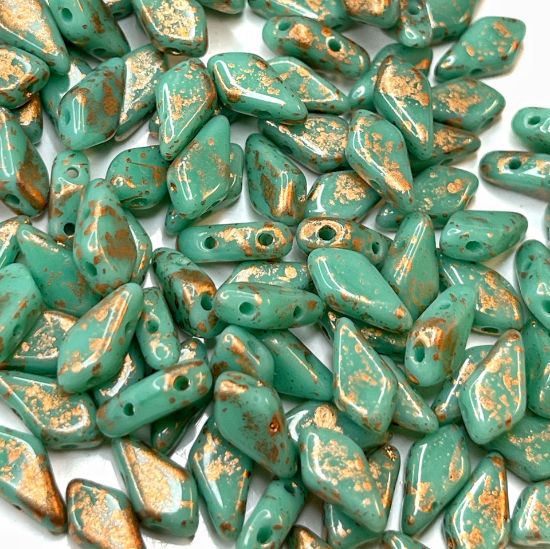 Picture of Kite Beads 9x5mm Copper Splash Turquoise Green x10g