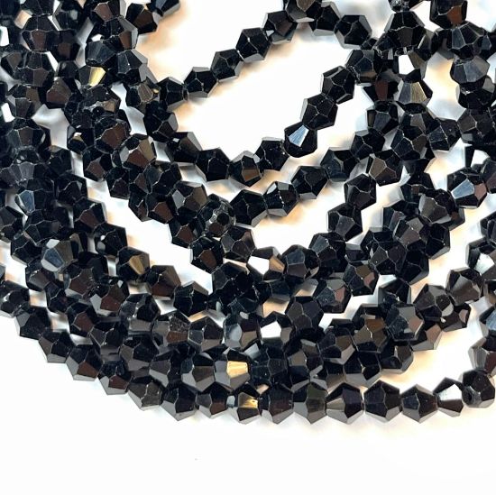 Picture of Bicone Glass bead 4mm Black x90