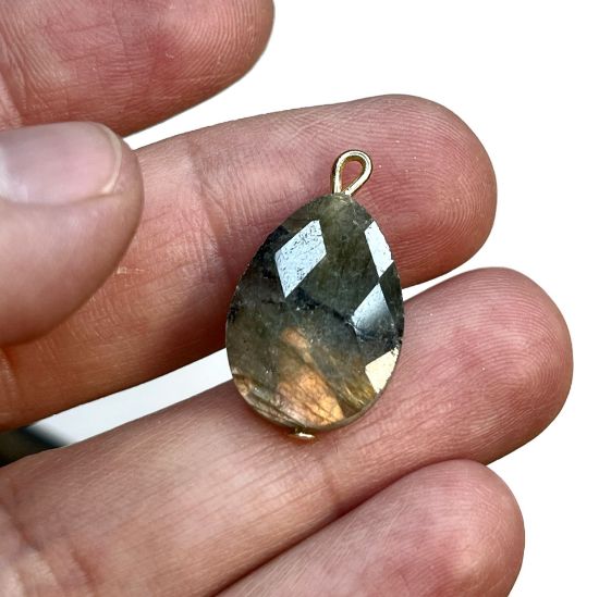 Picture of Labradorite Bead Faceted Drop 18x13mm x1
